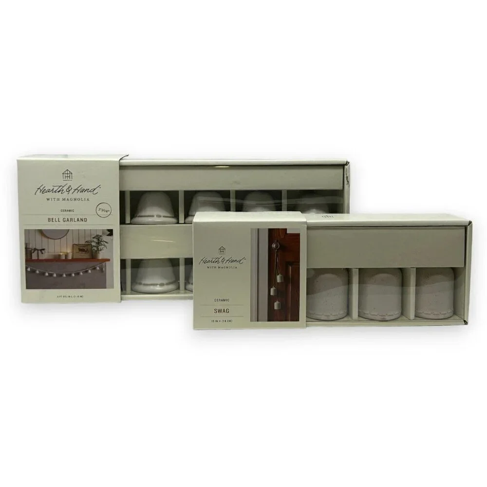 3.75' Ceramic Bell Christmas Garland Cream - Hearth & Hand Magnolia, Target 2023